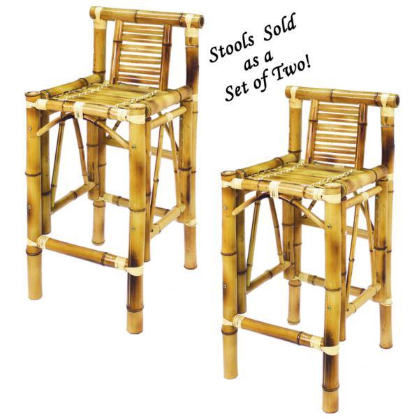 Ram Game Room Set of Two Bamboo TIKI Bar Stools - TBSTL