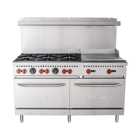 Vulcan SX Series 60" Natural Gas 6-Burner Value Range With 24" Griddle- 258,000 BTU - SX60F-6B24G