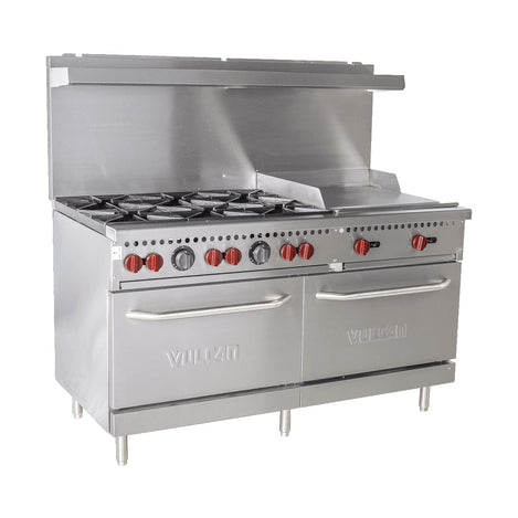 Vulcan SX Series 60" Natural Gas 6-Burner Value Range With 24" Griddle- 258,000 BTU - SX60F-6B24G