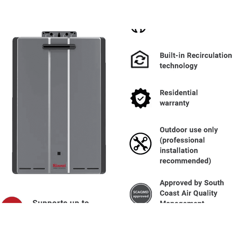 Rinnai SE+ Series 11 GPM Outdoor Condensing Tankless Water Heater, LP