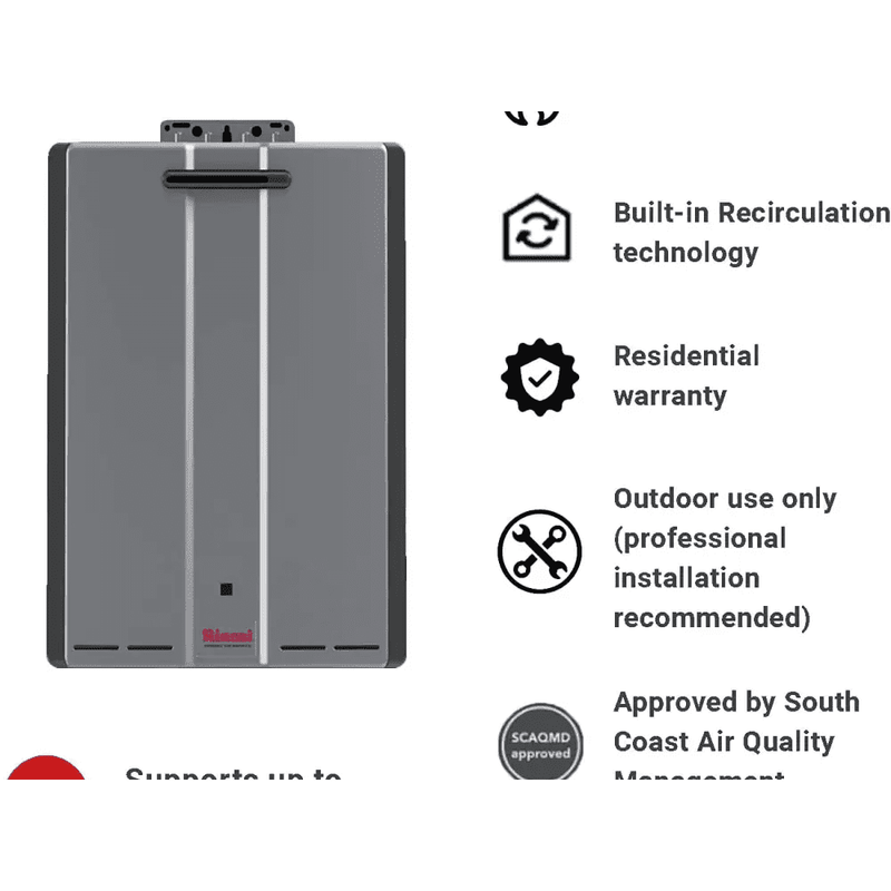 Rinnai SE+ 9 GPM Outdoor Condensing Tankless Water Heater with Smart-Circ™ - LP