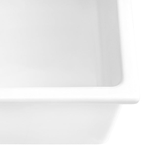 Ruvati Fiamma 24-inch Fireclay Undermount / Drop-in Topmount Kitchen Sink Single Bowl in White - RVL2420WH