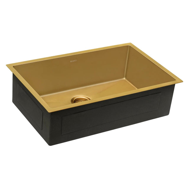 Ruvati Terraza 30-inch Undermount Satin Brass Matte Gold Stainless Steel Kitchen Sink 16 Gauge Single Bowl - RVH6300GG