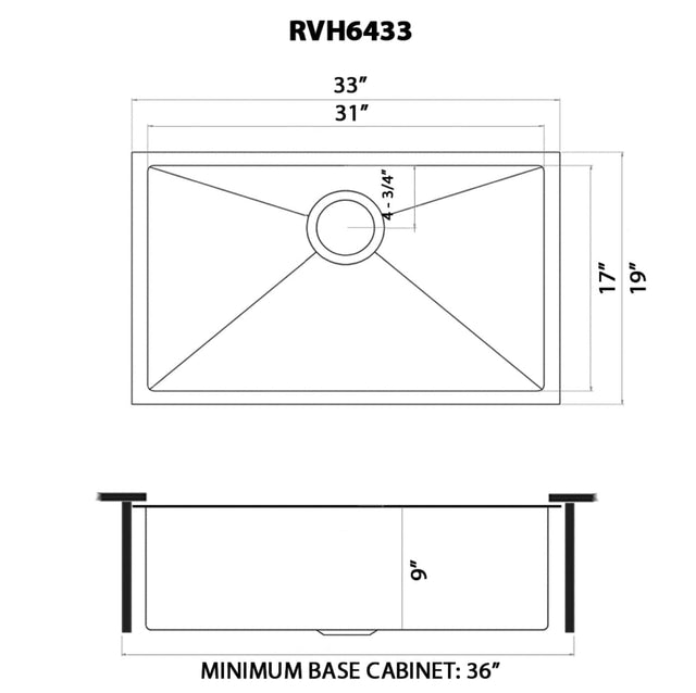 Ruvati Terraza 33-inch Undermount Satin Brass Matte Gold Stainless Steel Kitchen Sink 16 Gauge Single Bowl - RVH6433GG