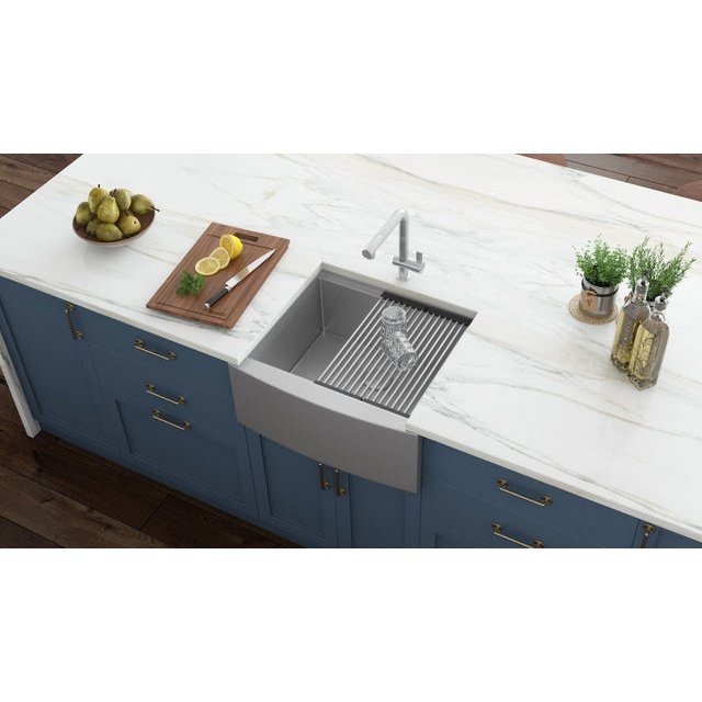 Ruvati Verona 24" Apron-Front Workstation Farmhouse Kitchen Sink 16 Gauge Stainless Steel Single Bowl - RVH9020