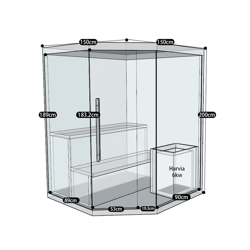 Sauna Hammam FINNISH CORNER SAUNA NORDICA® VAPEUR V34 3-4 PLACES - 150 X 150 X H.200 - MK51561883