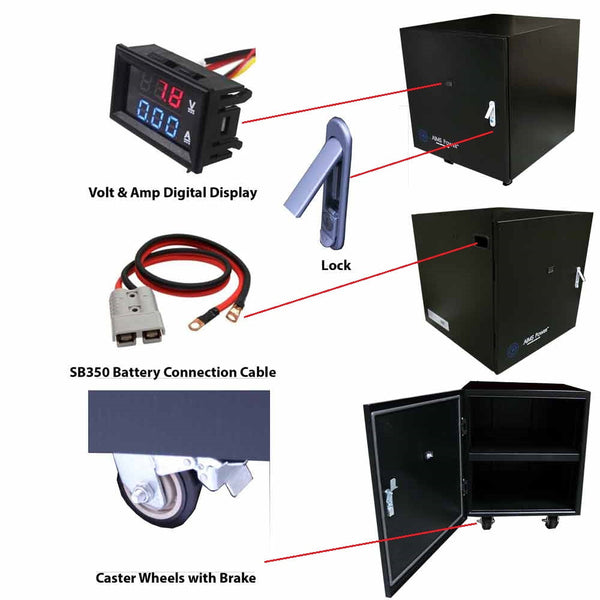 Aims Power Industrial Grade Battery Cabinet - Holds 4 Batteries