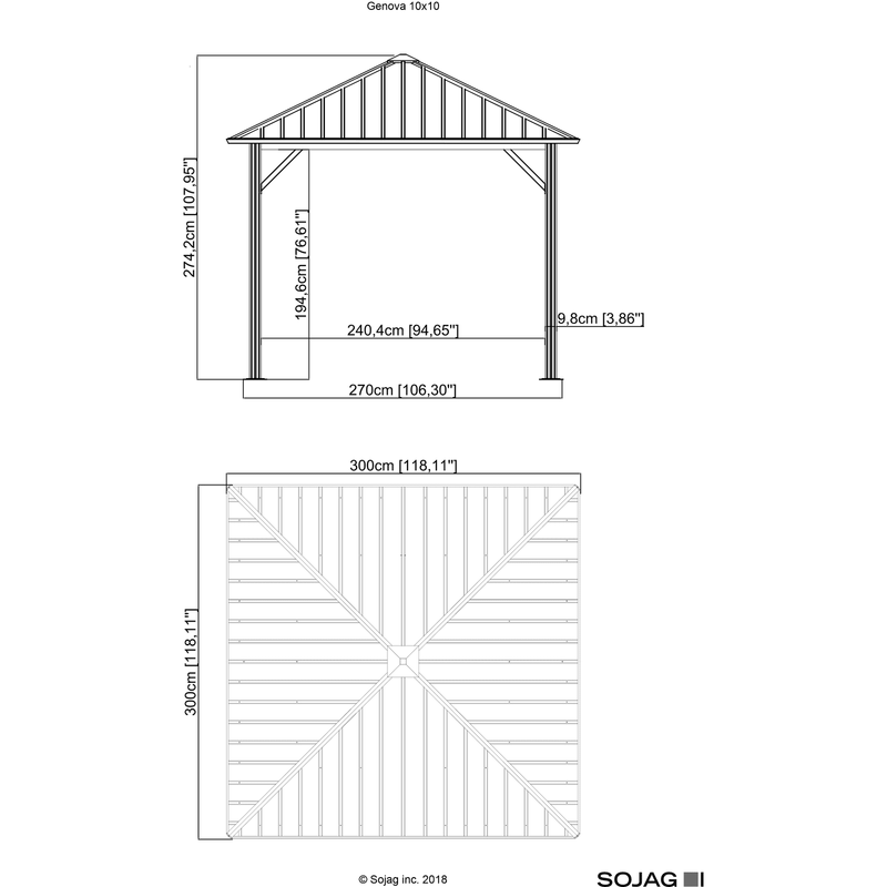 Sojag™ Genova Gazebo Steel Roof with Mosquito Netting