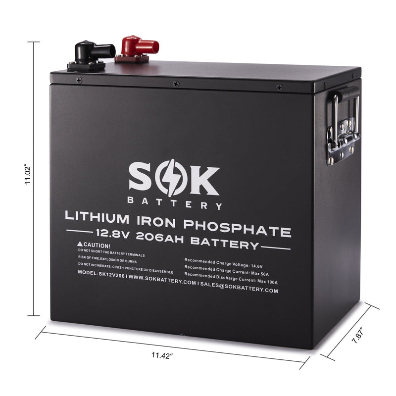 8 x SOK Battery 206Ah 12V LiFePO4 Deep Cycle Batteries | 8 x 2,636wH Lithium Solar Batteries | 1,648Ah / 21.08kWh - Backyard Provider