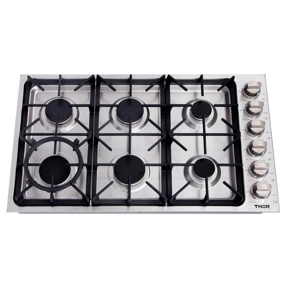 Thor Kitchen 36 in. Drop-in Natural Gas Cooktop in Stainless Steel, TGC3601