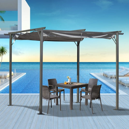 Outsunny 10 x10 Outdoor Retractable Sun Shade - 84C-093GY