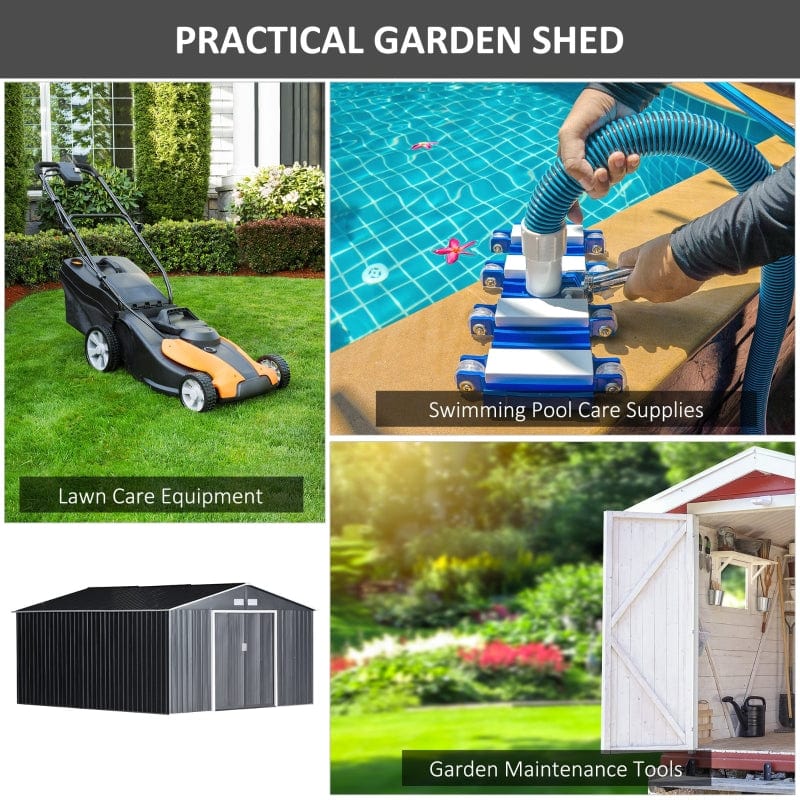 Outsunny 11' x 12.5' x 6.5' Outdoor Backyard Garden Tool Shed - 845-031V01