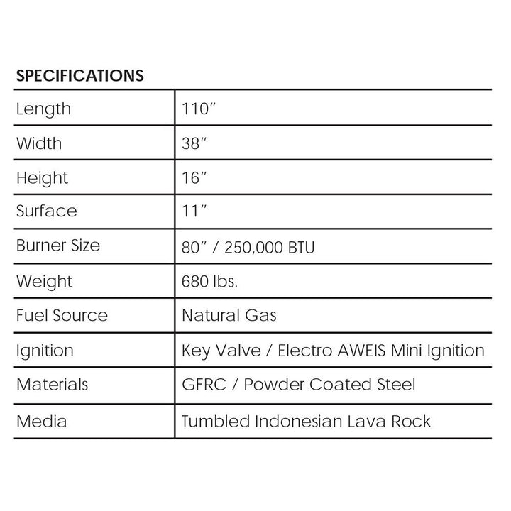 Prism Hardscapes Tavola 110 Fire Table with Free Cover - Ph-439-1ng_10b7