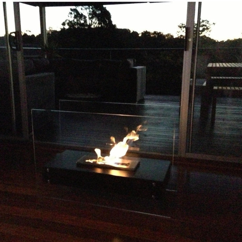 The Bio Flame Evoque 35-Inch Free Standing Glass Ethanol Fireplace