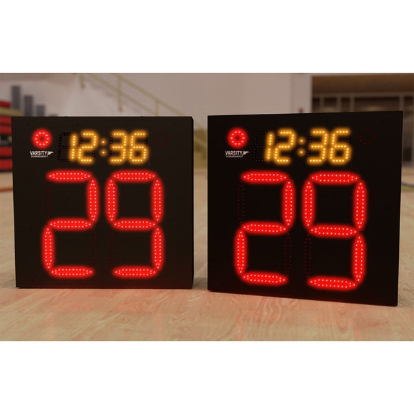 Varsity Scoreboards Basketball Shot Clocks Pair w/ 4" Game Time Display 2212