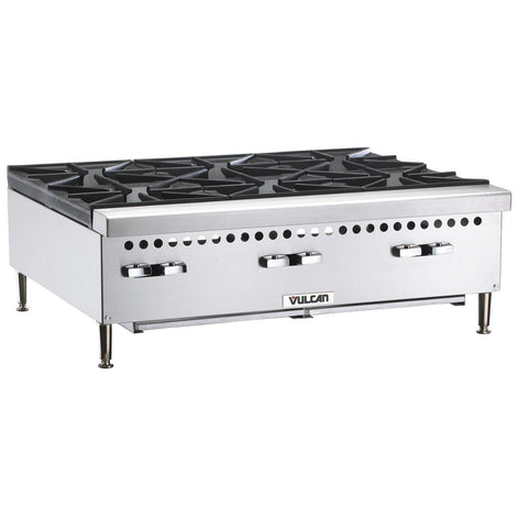 Vulcan Restaurant Series Liquid Propane 36” Countertop 6-Burner Gas Hot Plate - 150,000 BTU - VCRH36