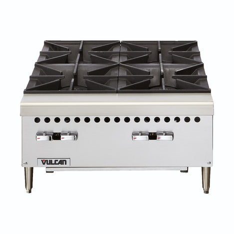 Vulcan Restaurant Series Natural Gas 24” Countertop 4-Burner Gas Hot Plate - 100,000 BTU - VCRH24