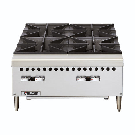 Vulcan Restaurant Series Liquid Propane 24” Countertop 4-Burner Gas Hot Plate - 100,000 BTU - VCRH24