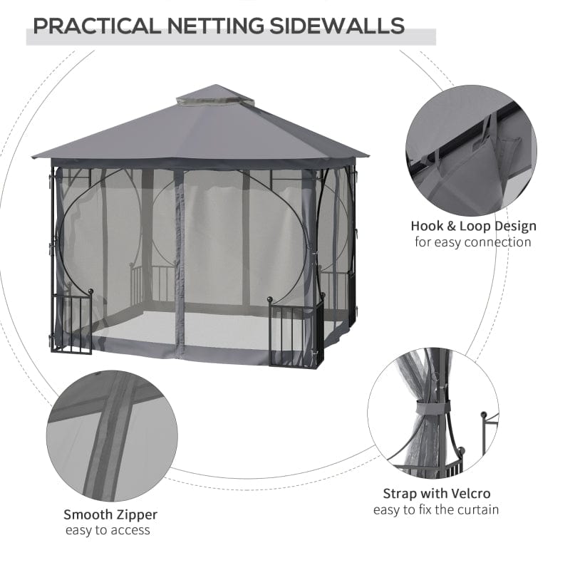 Outsunny 10' x 10' Outdoor Gazebo Canopy - 84C-005V01CG