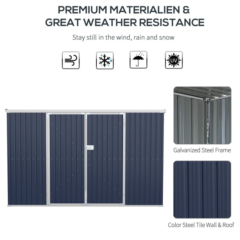 Outsunny 11' x 6' x 6' Steel Garden Storage Shed - 845-680GY