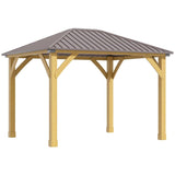 Outsunny 10x12 Galvanized Steel Gazebo with Wooden Frame - 84C-254