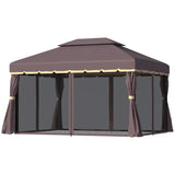 Outsunny 10' x 13' Patio Gazebo, 2-Tier Polyester Roof - 01-0879