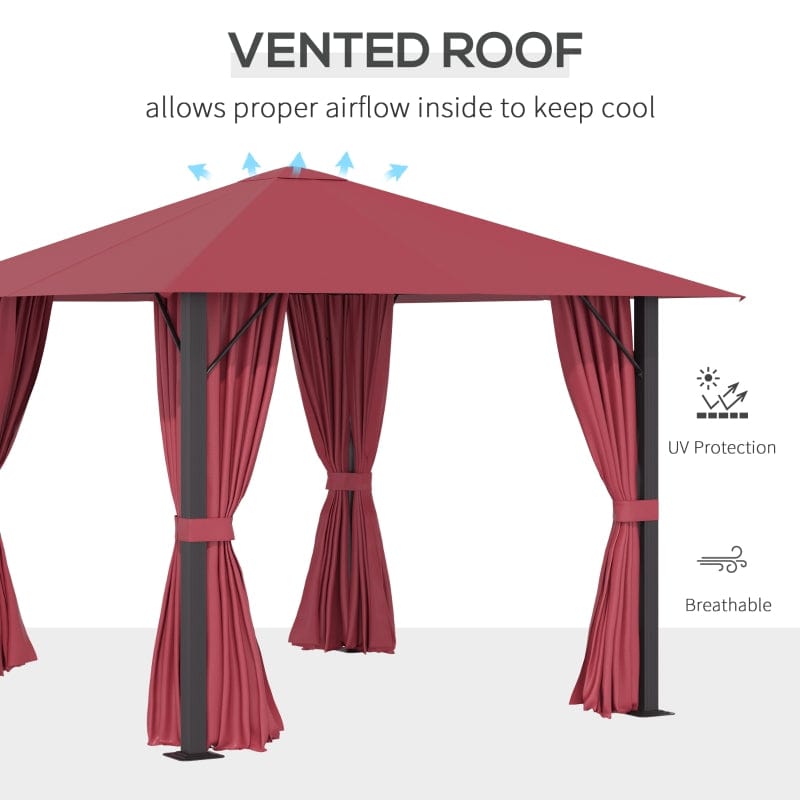 Outsunny 10' x 10' Patio Gazebo Aluminum Frame Outdoor Canopy - 84C-322WR