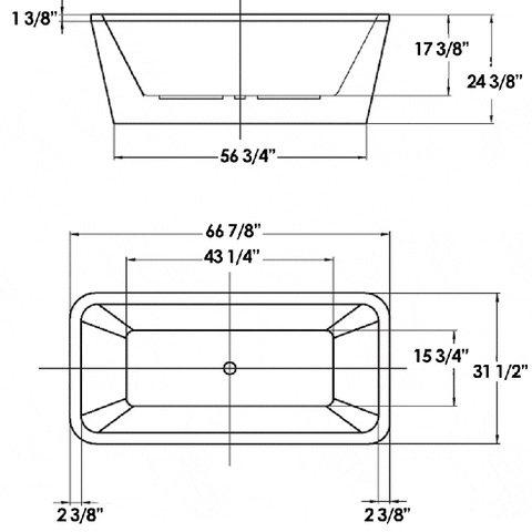 Whitehaus Double Sided Freestanding Acrylic Soaking Bathtub - WHHQ170BATH