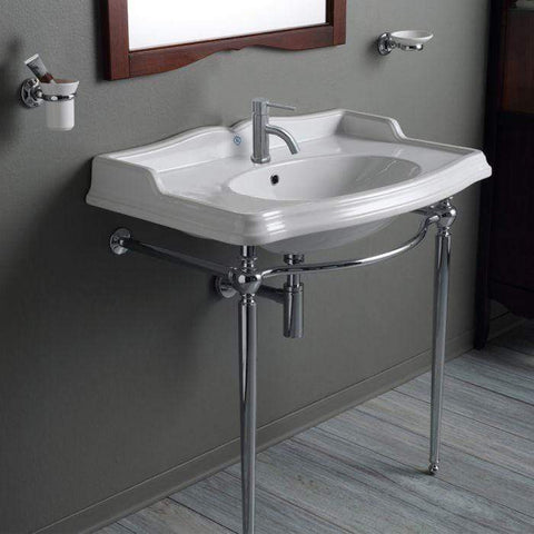 Whitehaus Britannia Large Rectangular Sink Console with Front Towel Bar - B-AR864-ARCG1