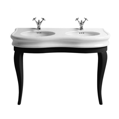 Whitehaus Double Bowl Basin China Console with Oval bowls - LA12-LAM120B