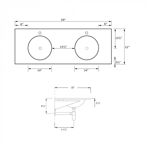 Whitehaus Large Rectangular Bathroom Sink with Integrated Oval Bowl - AR864-MNSLEN (Copy)