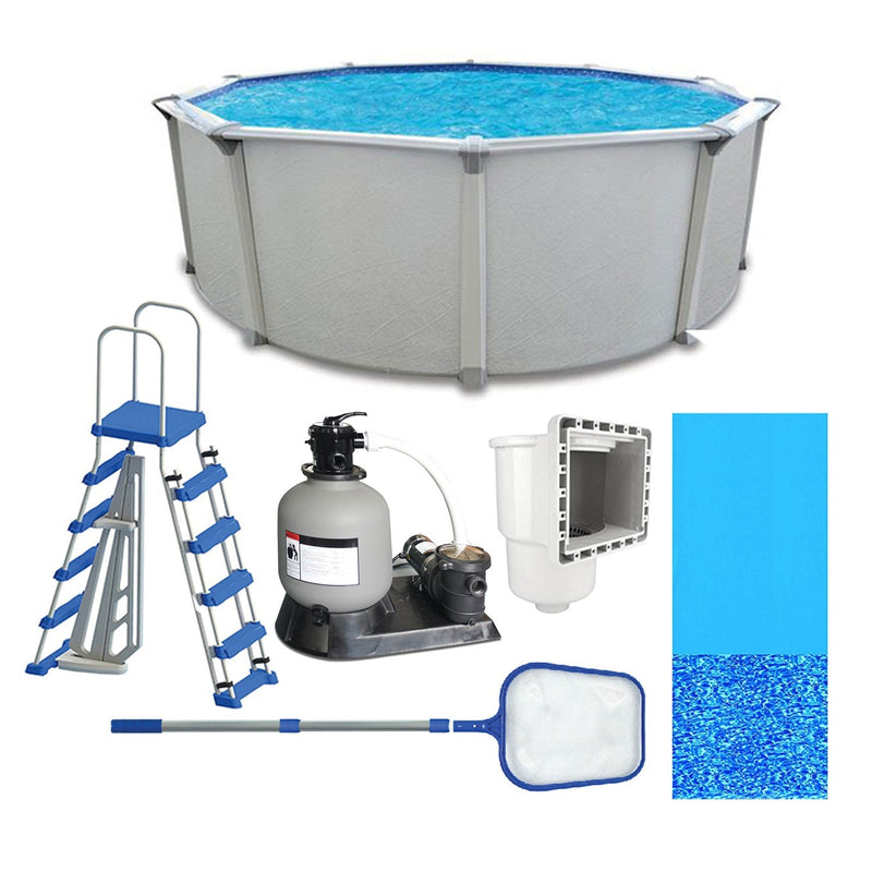 Aquarian Fuzion 24' x 52" Above Ground Swimming Pool w/Pump, Ladder & Supplies - 182597