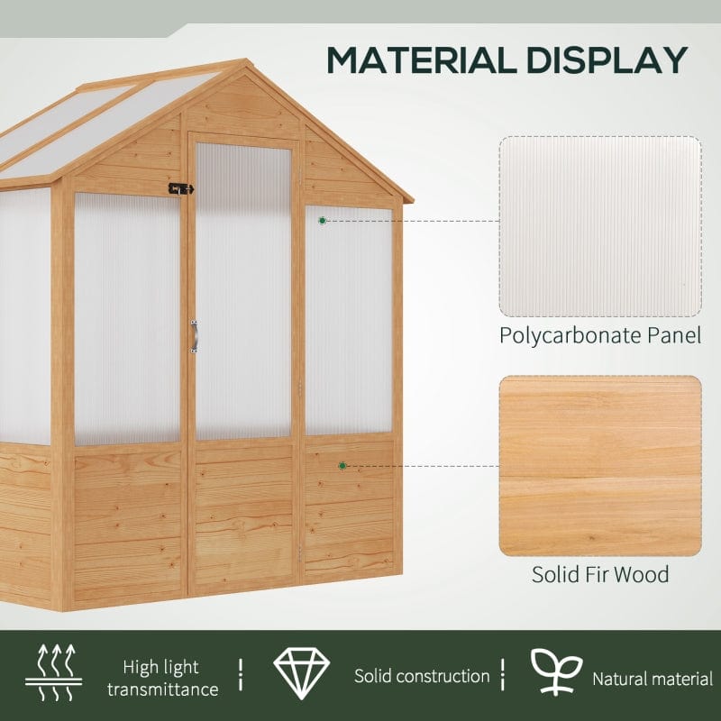 Outsunny 6' x 4' x 7' Wooden Greenhouse - 845-747