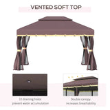 Outsunny 10' x 13' Patio Gazebo, 2-Tier Polyester Roof - 01-0879