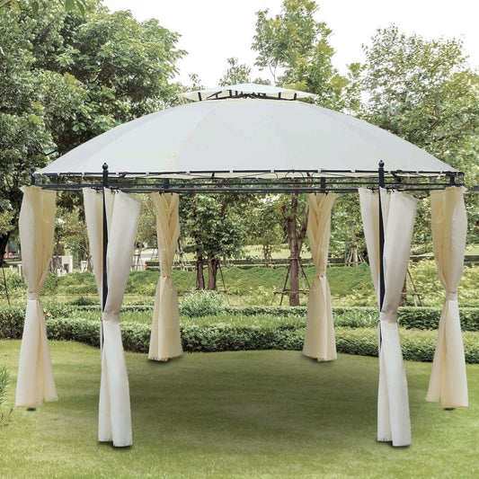 Outsunny 11.5' Steel Fabric Round Soft Top Outdoor Patio Dome Gazebo - 84C-088CW