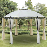 Outsunny 11.5' Steel Fabric Round Soft Top Outdoor Patio Dome Gazebo - 84C-088CW