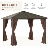 Outsunny 10x10 Hardtop Gazebo with Aluminum Frame - 84C-094V01BN