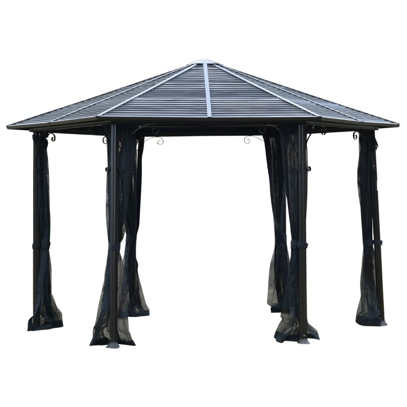 Outsunny 13 x 13 Hardtop Hexagonal Gazebo Canopy - 84C-256