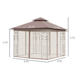 Outsunny 10' x 10' Outdoor Patio Gazebo Canopy with 2-Tier Polyester Roof - 84C-100BN