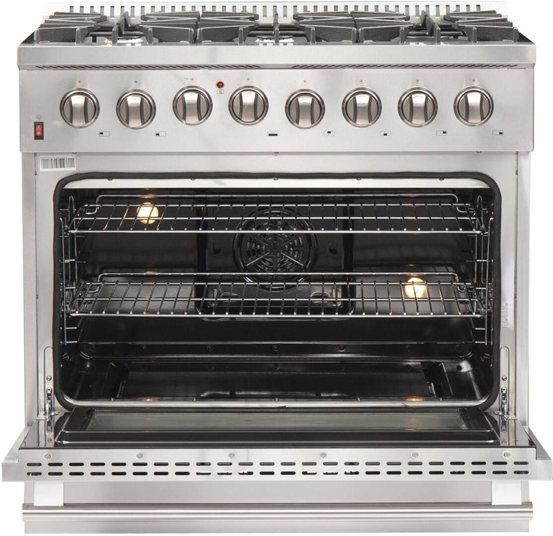 Forno 36″ Galiano Gas Burner / Electric Oven in Stainless Steel 6 Italian Burners, FFSGS6156-36 - Luxy Appliance