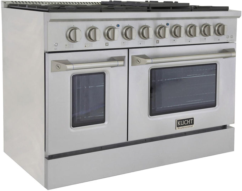 Kucht Professional 48 in. 6.7 cu ft. Natural Gas Range with Silver Knobs, KNG481-S - Luxy Appliance