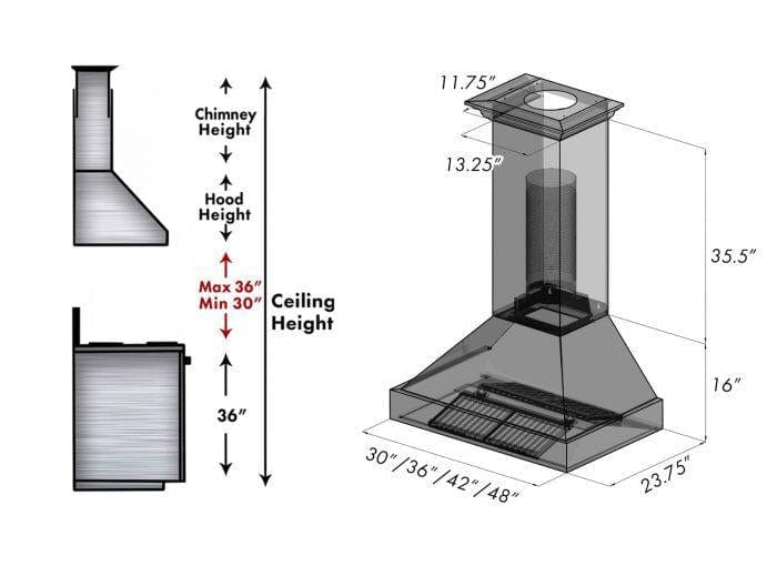 ZLINE 48 in. DuraSnow® Stainless Steel Range Hood with DuraSnow® Shell, 8654SN-48 - Luxy Appliance