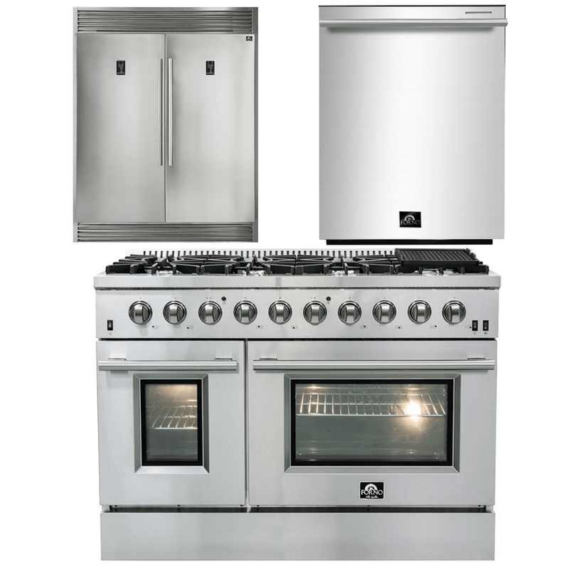 Forno Appliance Package - 48 Inch Gas Range, Dishwasher, 60 Inch Refrigerator, AP-FFSGS6244-48-5 - Luxy Appliance