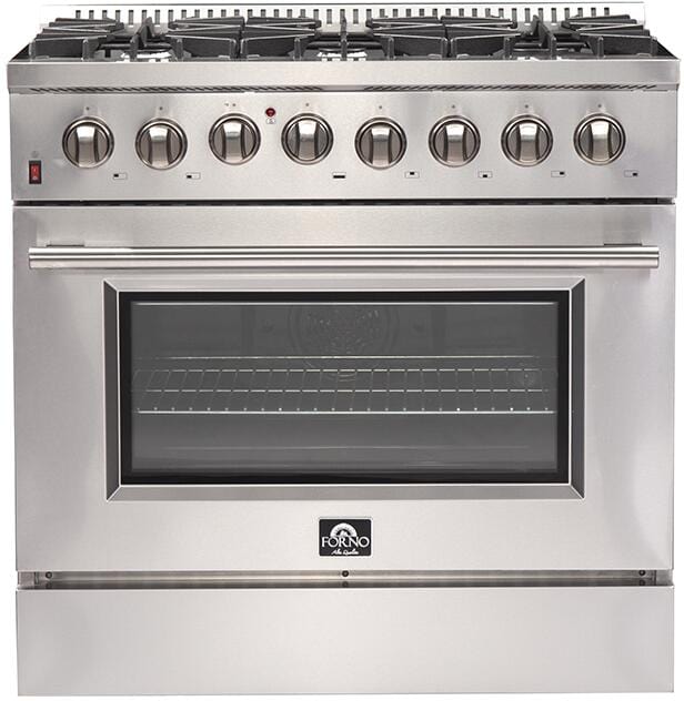 Forno Appliace Package - 36 Inch Dual Fuel Range, Wall Mount Range Hood, Refrigerator, Microwave Drawer, Dishwasher, AP-FFSGS6156-36-8 - Luxy Appliance