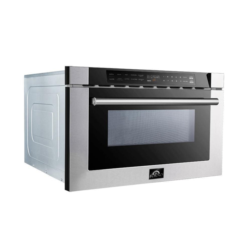 Forno Appliace Package - 48 Inch Gas Range, Wall Mount Range Hood, Refrigerator, Microwave Drawer, Dishwasher, AP-FFSGS6244-48-8 - Luxy Appliance