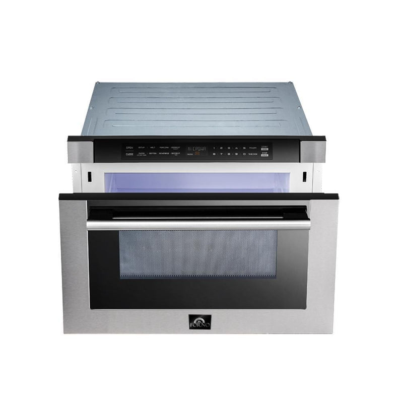 Forno Appliace Package - 36 Inch Dual Fuel Range, Wall Mount Range Hood, Refrigerator, Microwave Drawer, Dishwasher, AP-FFSGS6156-36-8 - Luxy Appliance