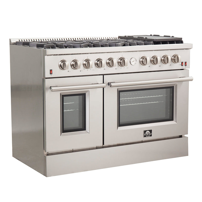 Forno 48 In. Freestanding 6.58 cu. ft. Gas Range with Airfryer in Stainless Steel, FFSGS6291-48 - Luxy Appliance