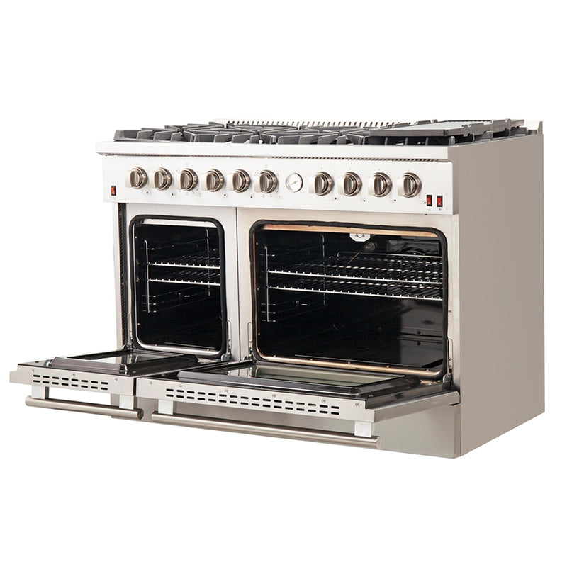 Forno 48 In. Freestanding 6.58 cu. ft. Gas Range with Airfryer in Stainless Steel, FFSGS6291-48 - Luxy Appliance