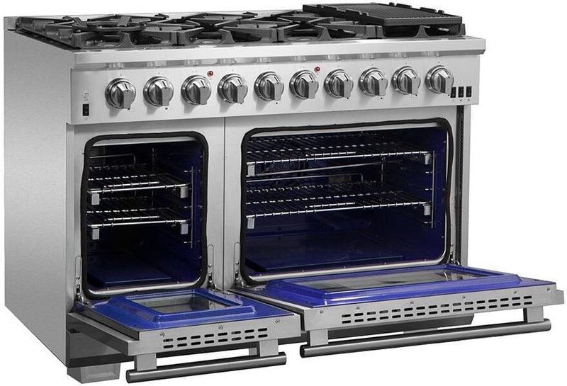 Forno Appliance Package - 48 Inch Pro Gas Range, Refrigerator, Microwave Drawer, Dishwasher, AP-FFSGS6260-48-7 - Luxy Appliance