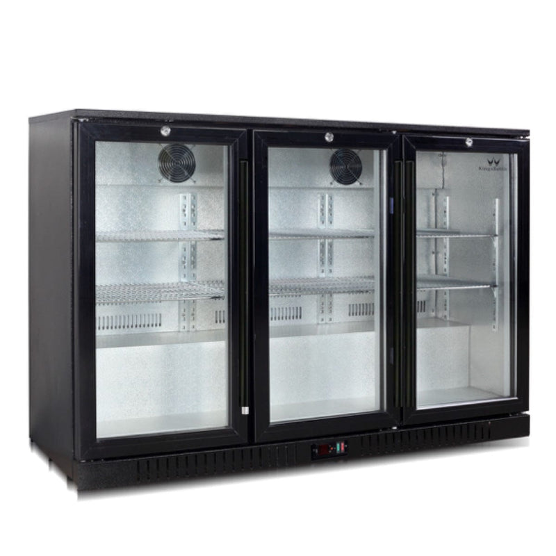 Kings Bottle Commercial Grade Back Bar Fridge, 3 Self-closing Glass Door KBU-328-BP - Luxy Appliance